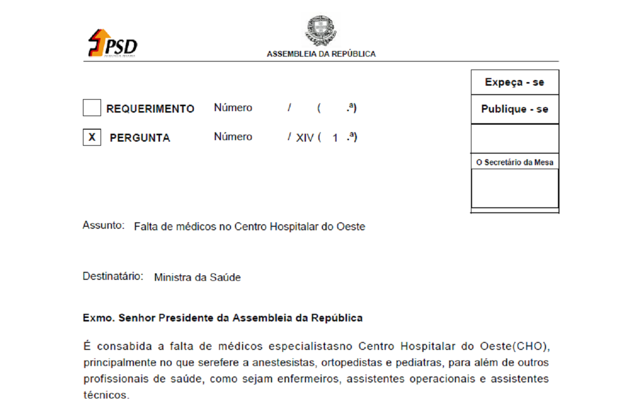 Carta à ministra da Saúde