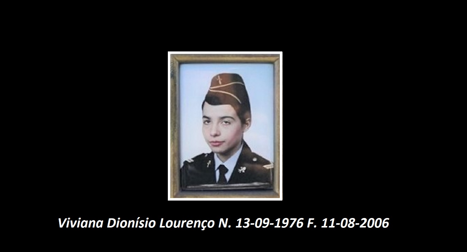 Fotografia de rosto da bombeira Viviana Dionísio Lourenço com indicação da data de nascimento e data de morte