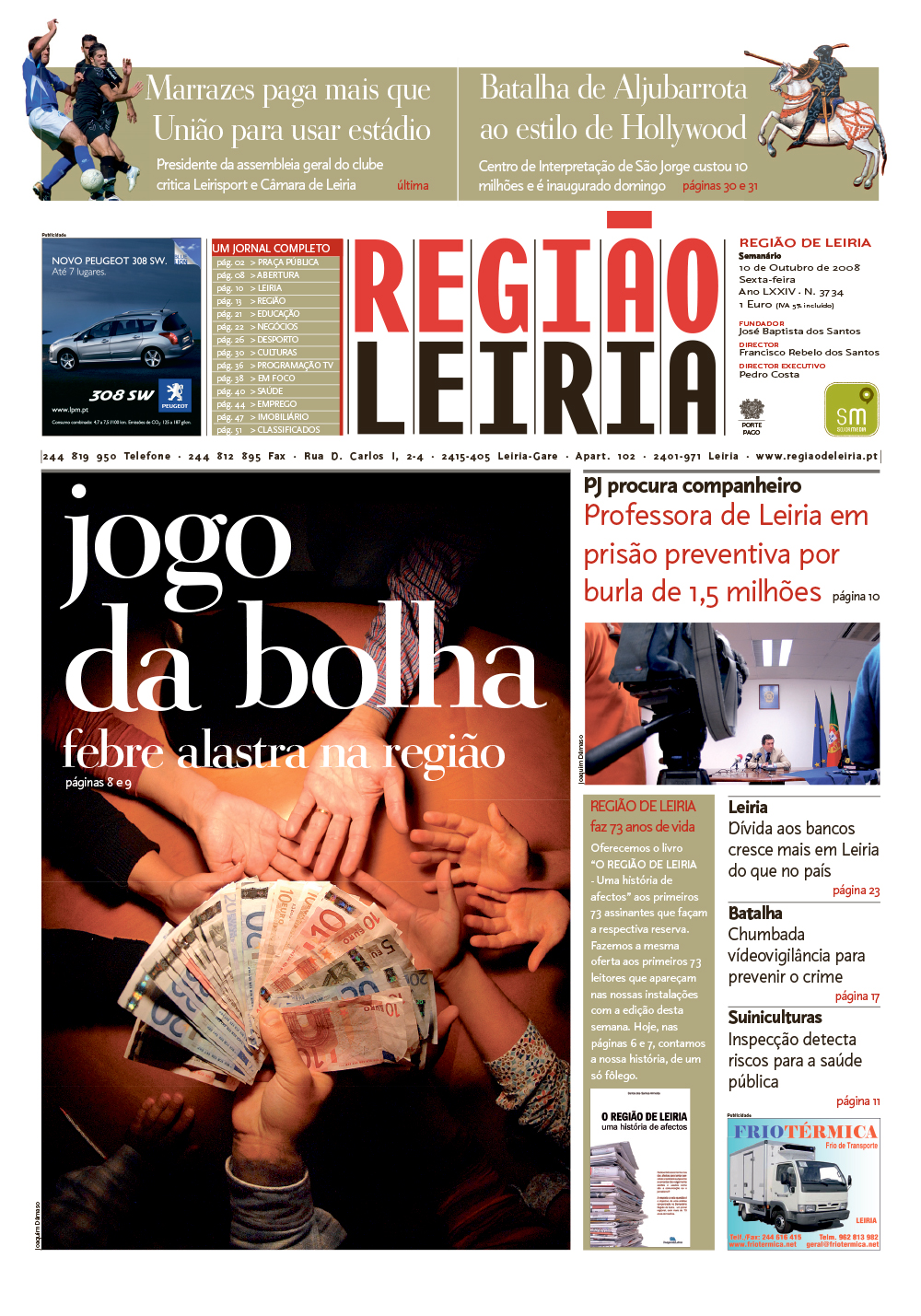 Edição 3734 de 10 outubro 2008 + Suplemento Zonas Industriais de Pombal