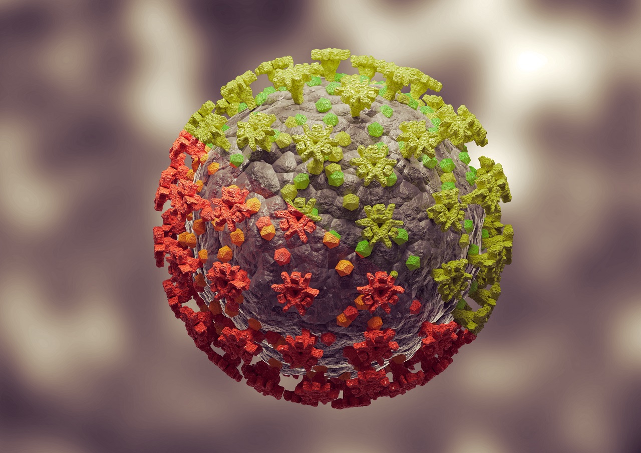 imagem microscópica em 3D do coronavírus