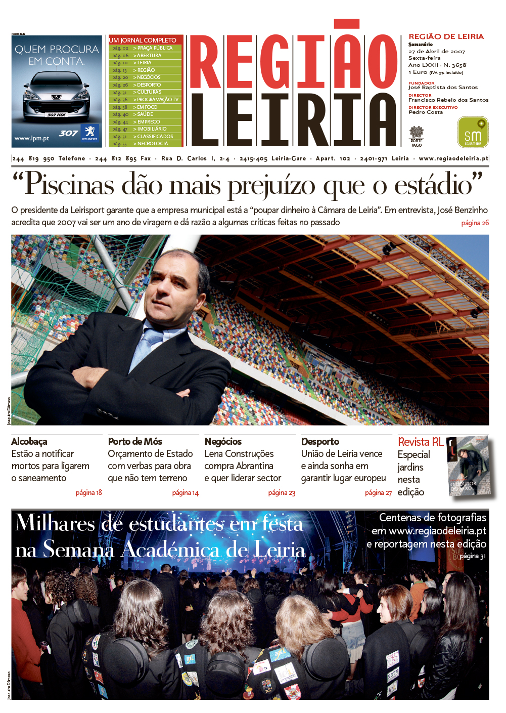 Edição 3658 de 27 abril 2007 + Suplemento Termas do Distrito de Viseu + Revista RL