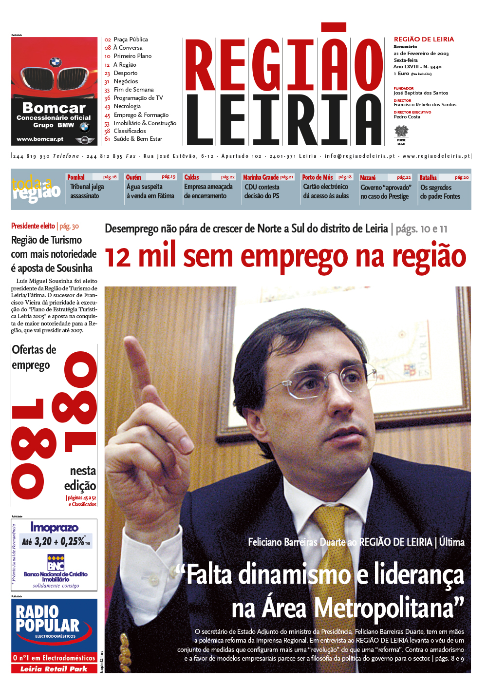 Edição 3440 de 21 fevereiro 2003