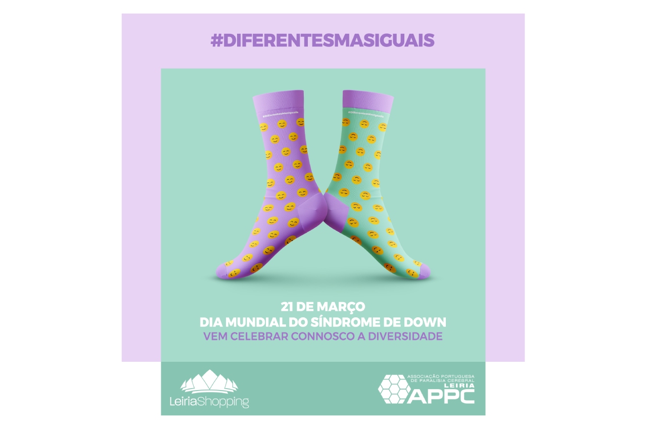 fotografia do cartaz da campanha do leiriashopping para assinalar o Dia Mundial da Síndrome de Down