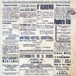 Primeira página do semanário «Região de Leiria», datada de 10 de outubro de 1935. Apresenta um texto de apresentação da publicação e anúncios de estabelecimentos e serviços de Leiria.